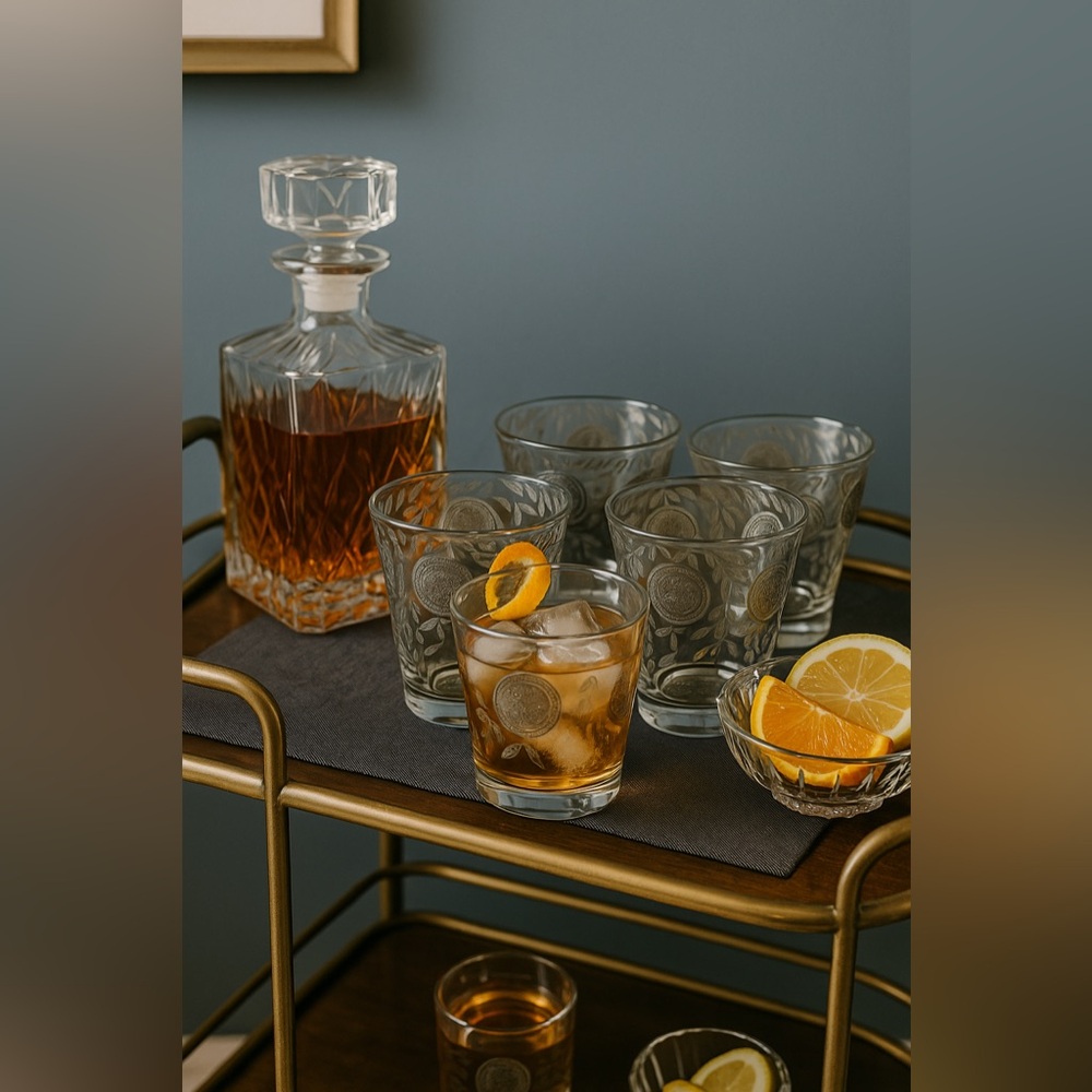 Culver LTD Silver Medallion Etched Glass Tumblers (Set of 3) Vintage Barware